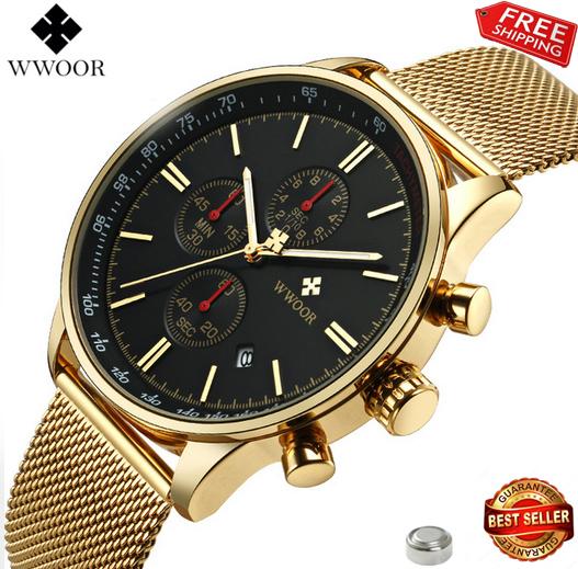[HCM]Đồng hồ WWOOR nam dây lưới thép chạy 6 kim  8862 (bh 12 tháng)