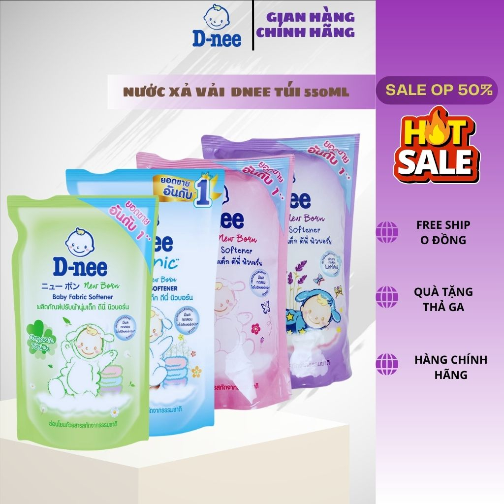 Combo 2 Túi Nước xả vải Dnee túi 550ml chính hãng - Nước xả quần áo cho bé Hàng Thái  mềm mại, lưu hương lâu túi 550ml - Không gây kích ứng cho dàn da nhạy cảm của bé. Phù hợp cho trẻ từ sơ sinh đến lớn...