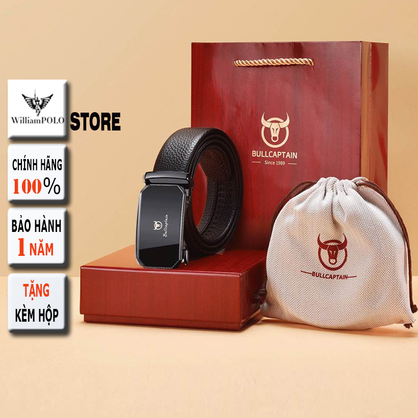 Thắt lưng nam cao cấp Bullcaptain Full hộp đựng chất liệu da BÒ nguyên tấm BC04