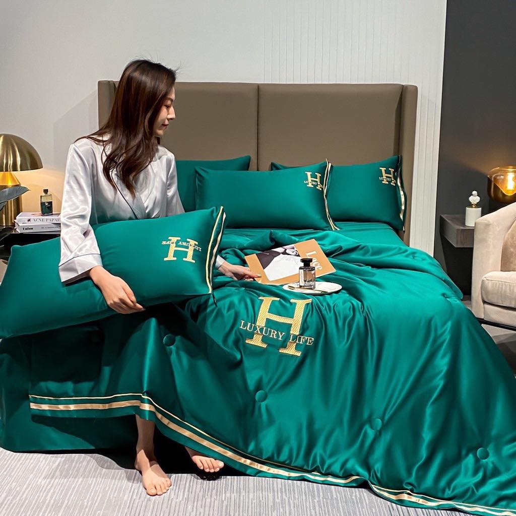Chăn ga gối lụa chữ h