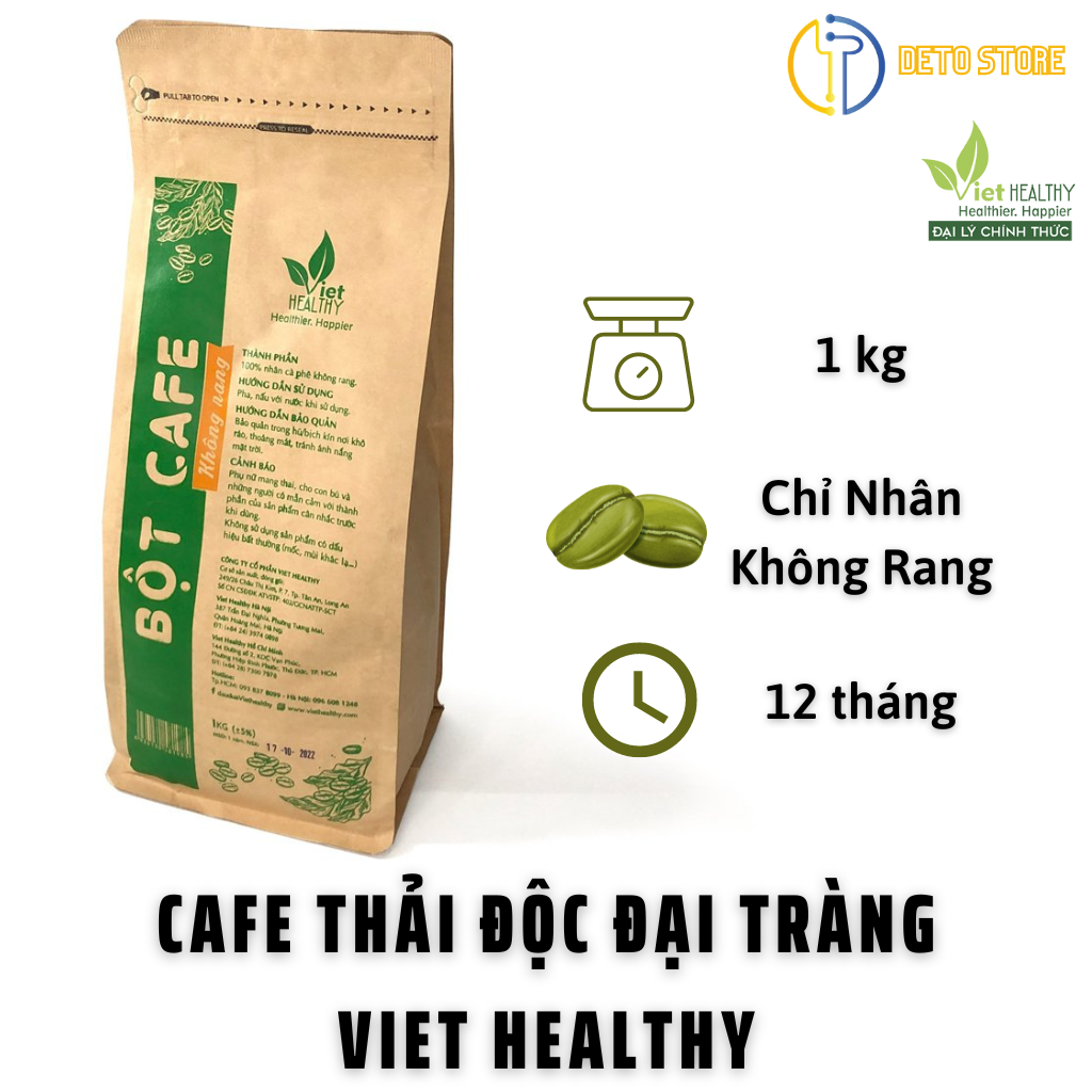 Bột Cà Phê Viet Healthy Chỉ Nhân Không Rang Cafe Thải Độc Đại Tràng Enema Coffee Gerson Detox Colon Cà Phê Xanh