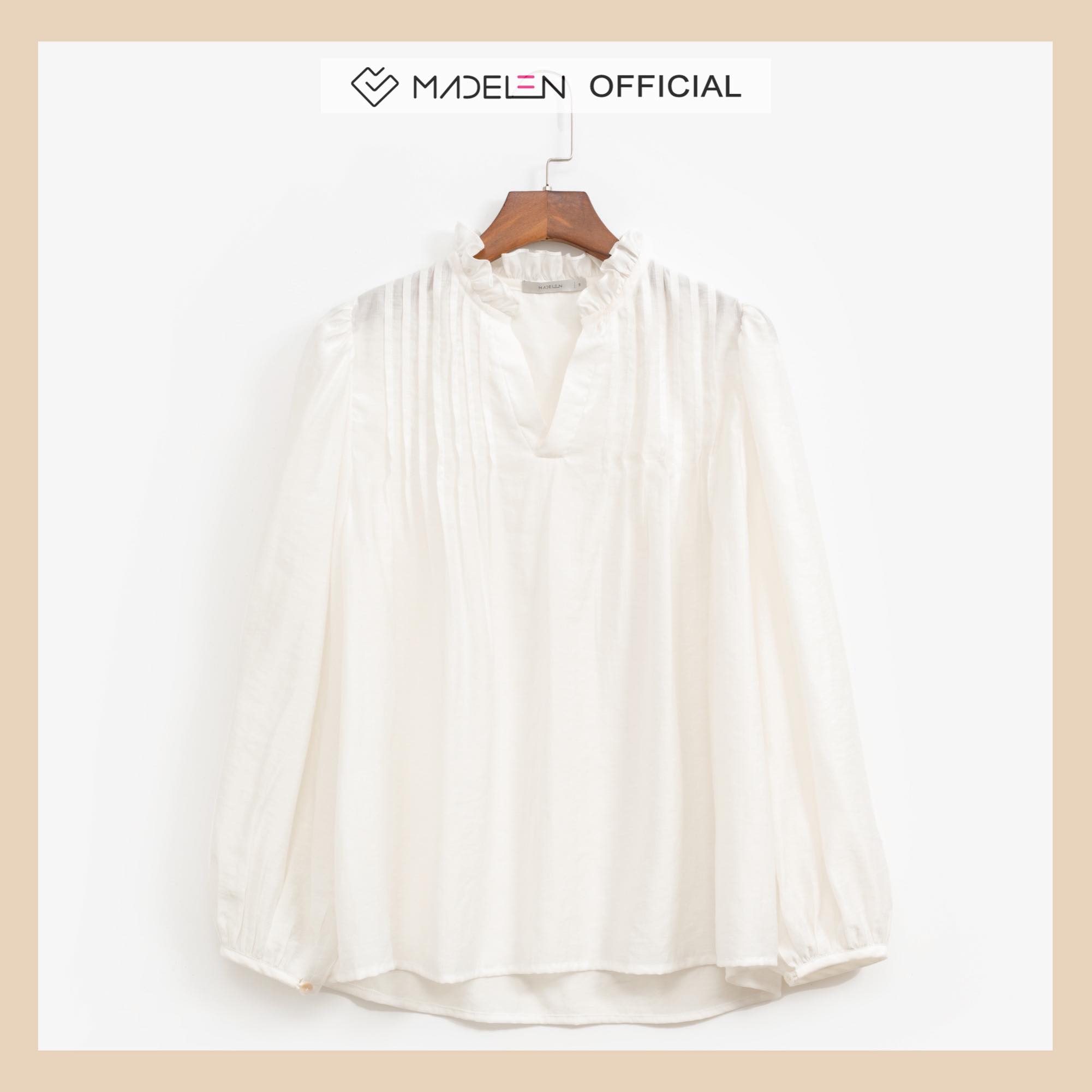 Sơ mi ly trần cổ nhún madelen