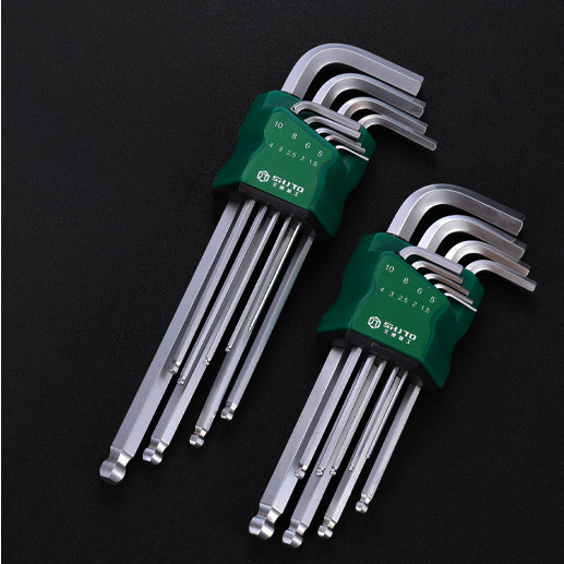 BỘ LỤC GIÁC 9 CÂY - MẠ CROM ĐEN - 1 ĐẦU LỤC GIÁC  1 ĐẦU BI  CÓ 2 SIZE dài 22cm và 17 cm bền rẻ đẹp.