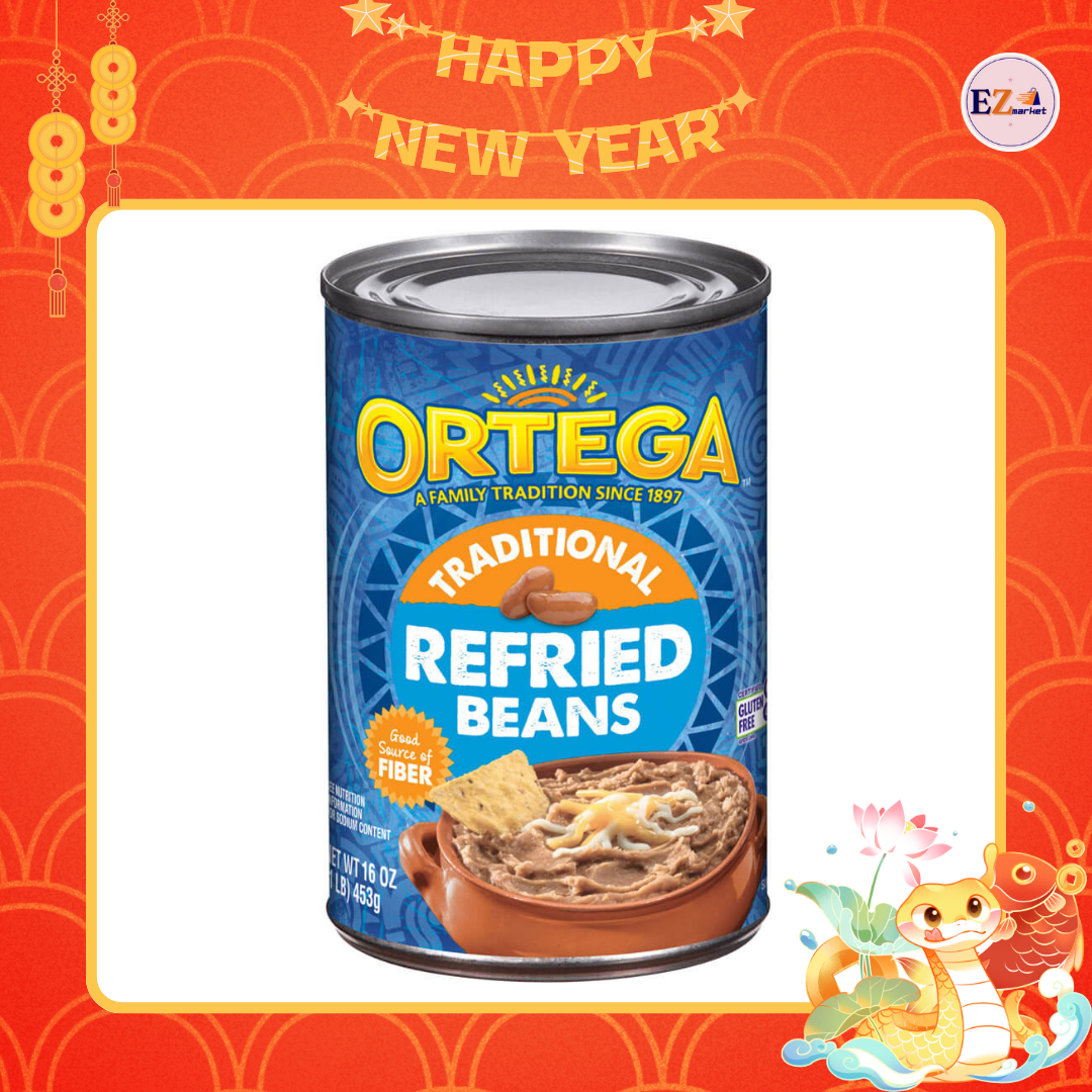 Đậu Pinto nghiền Refried Beans Ortega - Traditional 453g, Xuất xứ: Mỹ