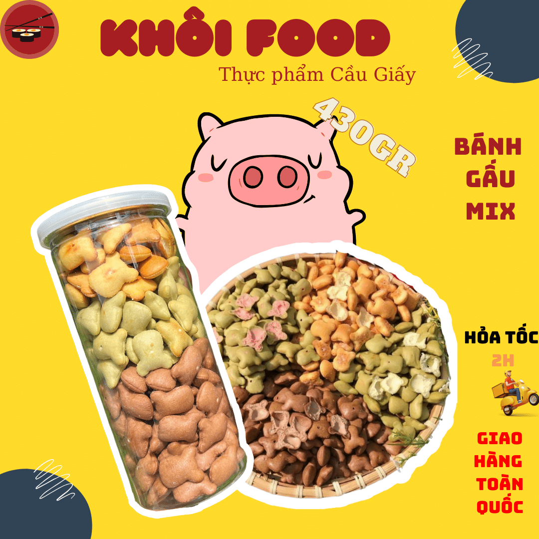Bánh gấu nhân kem Thiên Hồng mix 3 vị hũ 300g cực ngon, bon miệng