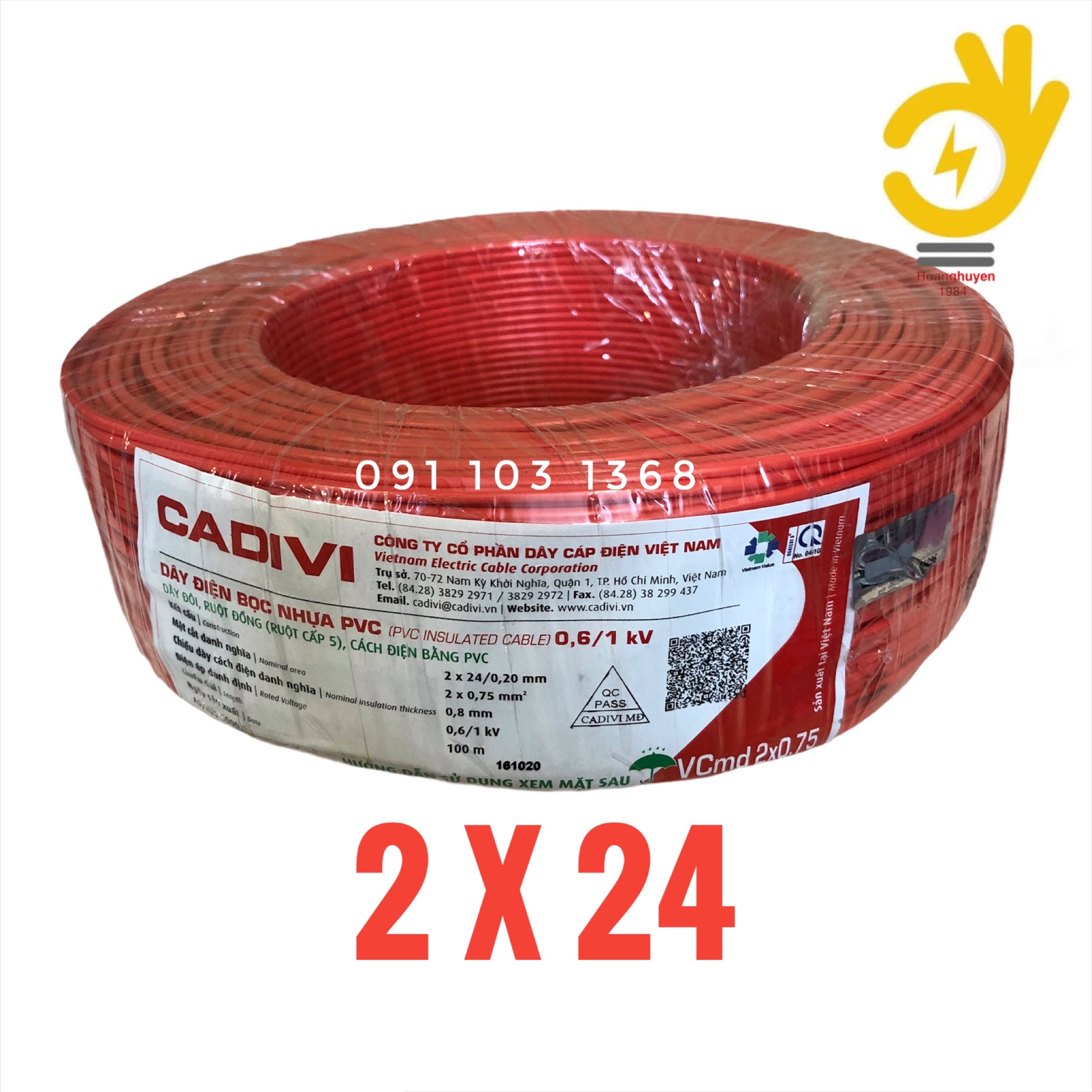[HCM]50m dây điện đôi 2x24 cadivi