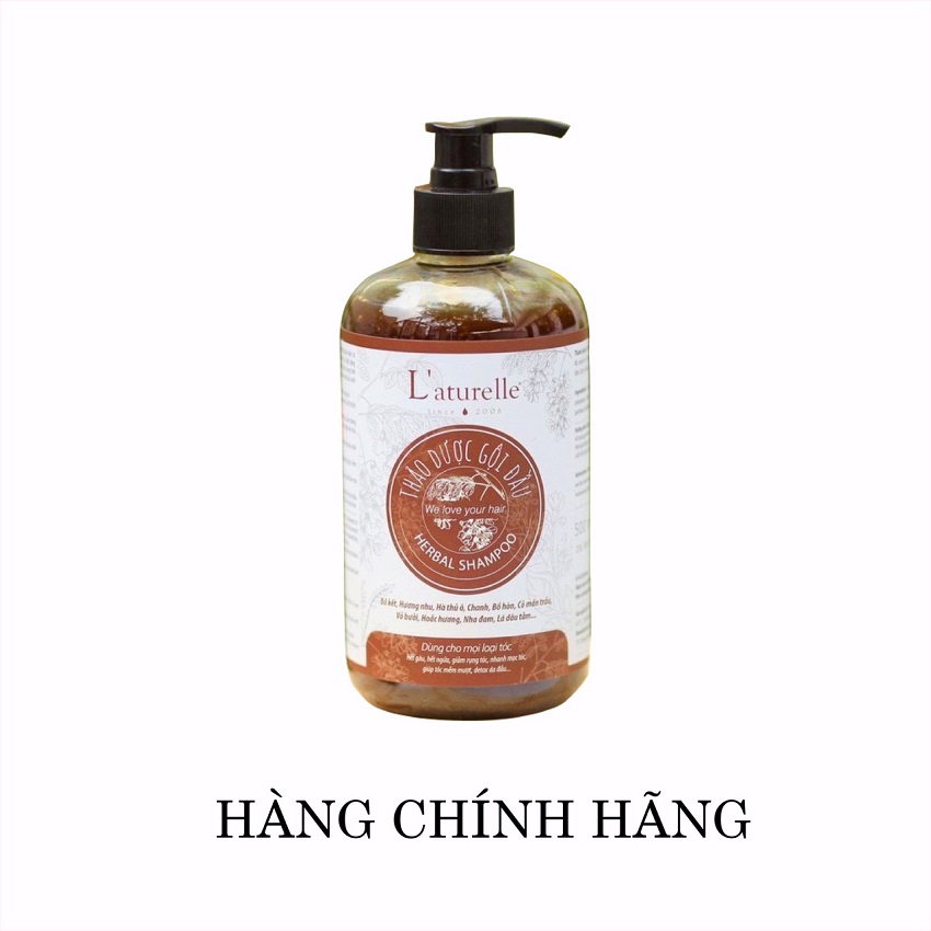 {HÀNG CHUẨN} Dầu gội Thảo Dược L'aturelle 500ml 100% thiên nhiên- {CÔ ĐẶC} Sạch gàu, tinh dầu bưởi giúp mượt tóc, detox da đầu, ngăn rụng tóc, kích thích mọc tóc
