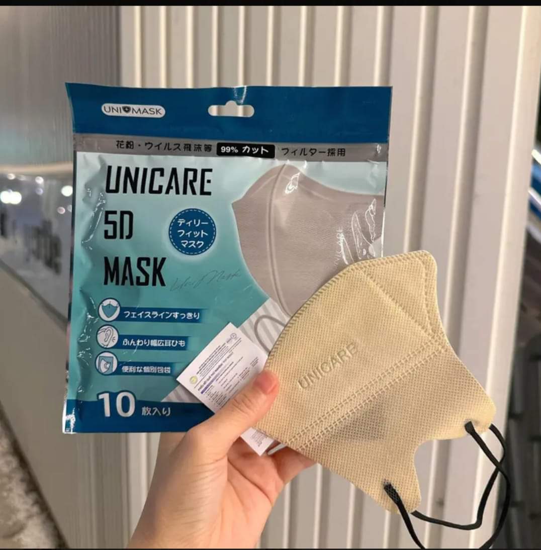 Túi 10 cái khẩu trang unicare 5d mask 3 lớp thoáng khi nhẹ
