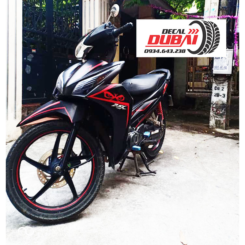 Tem Trùm Wave RSX Đen Nhám Chỉ Đỏ