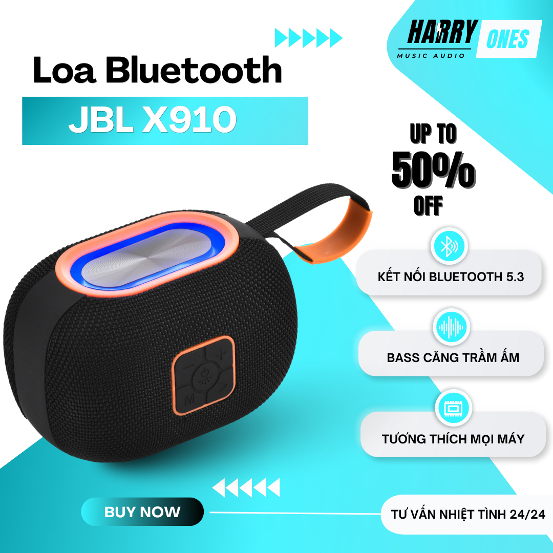 Siêu Phẩm Loa Di Động Cầm Tay Super Bass Loa Bluetooth JBL X910 Loa Mini siêu trầm bass cực căng Bluetooth 5.0 Âm Thanh Mạnh Mẽ HARRY.MALL