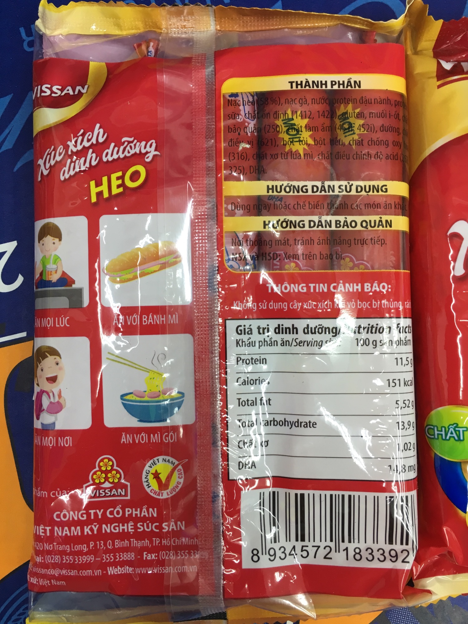Combo 10 gói xúc xích dinh dưỡng heo, gói 175 g gồm 5 cây x 35g