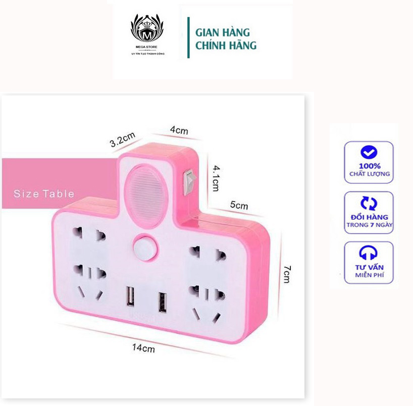 Ổ Cắm Điện - Ổ Điện Đa Năng Loại Xịn Có Cổng Gắn USB Sạc Điện Thoại Kiêm Đèn Ngủ Cực Đẹp - Ổ điện chia 2 cổng USB kiêm đèn ngủ, Ổ CẮM ĐIỆN THÔNG MINH KIÊM ĐÈN NGỦ LED & 2 CỔNG USB CÓ CÔNG TẮC