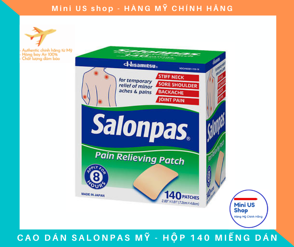 [HÀNG MỸ] CAO DÁN SALONPAS - HỘP 140 MIẾNG DÁN - TÁCH LẺ 01 TÚI 20 MIẾNG DÁN