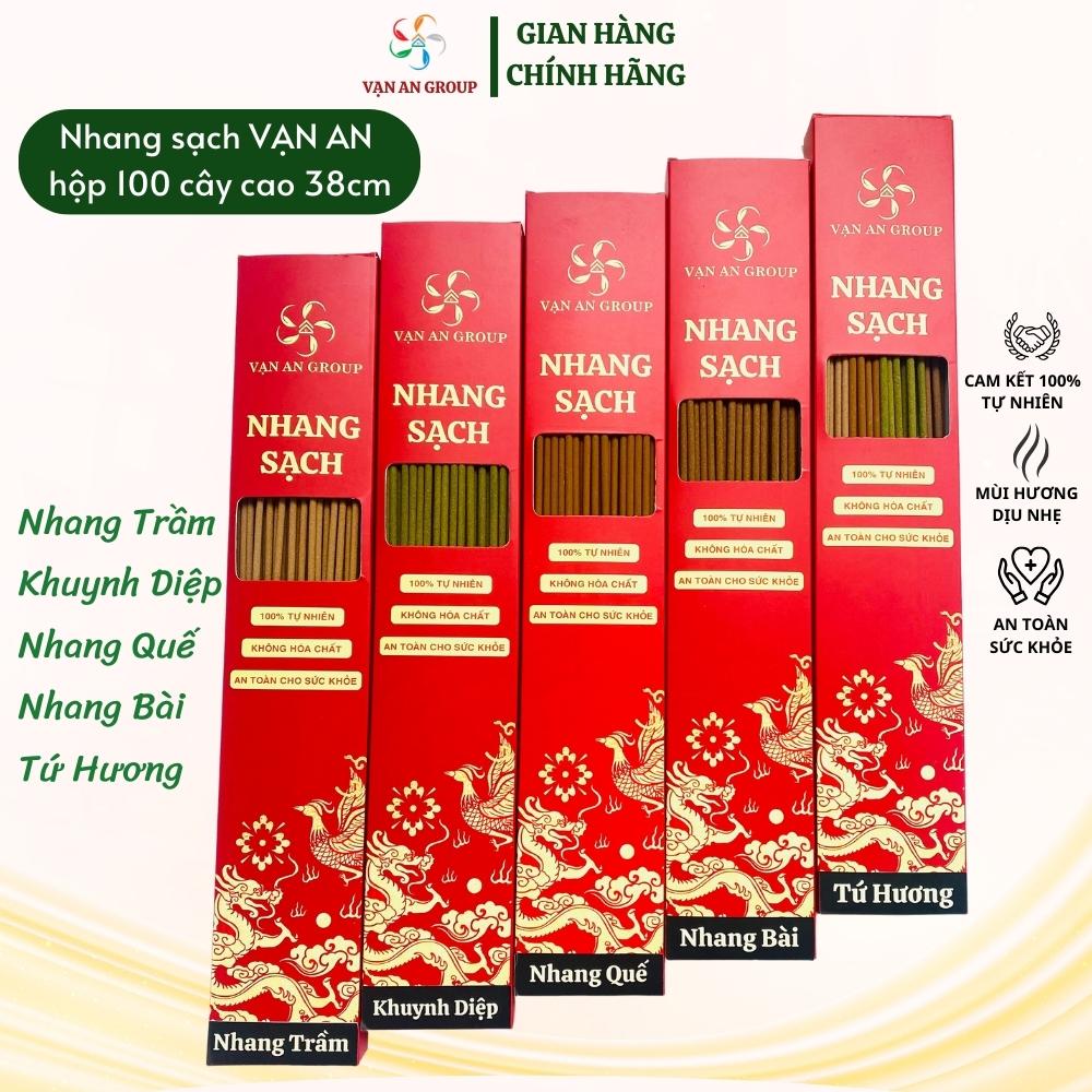 Nhang sạch cao cấp Vạn An Home, nhang trầm, nhang quế, nhang khuynh diệp, nhang bài, nhang sạch thảo mộc, không hóa chất, an toàn sức khỏe hộp 100 cây cao 38cm
