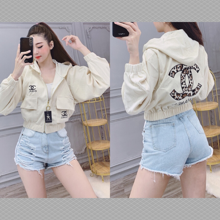 Áo Khoác Nữ Lửng Nhung Gân Tăm Thời Trang Cao Cấp