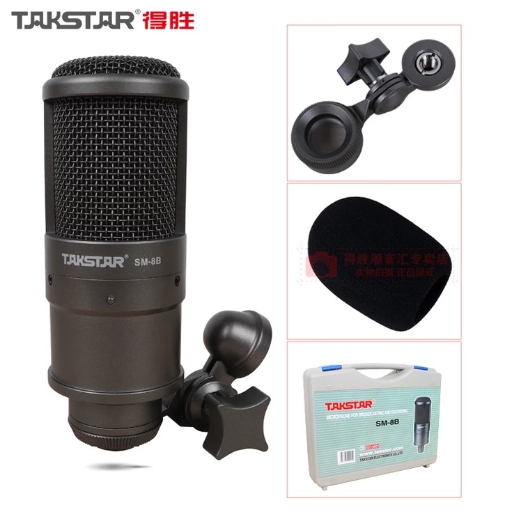 Mic Thu âm và livestream TAKSTAR SM8b cao cấp chất lượng âm thanh tốt kèm bông lọc dây nguồn bảo hành 3 tháng