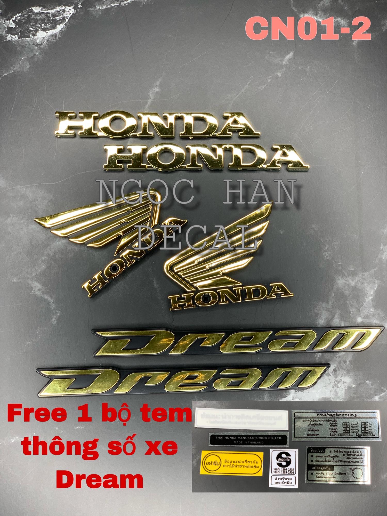 Bộ Tem Nhựa Chữ nổi xe Dream màu vàng -- NGỌC HÂN DECAL