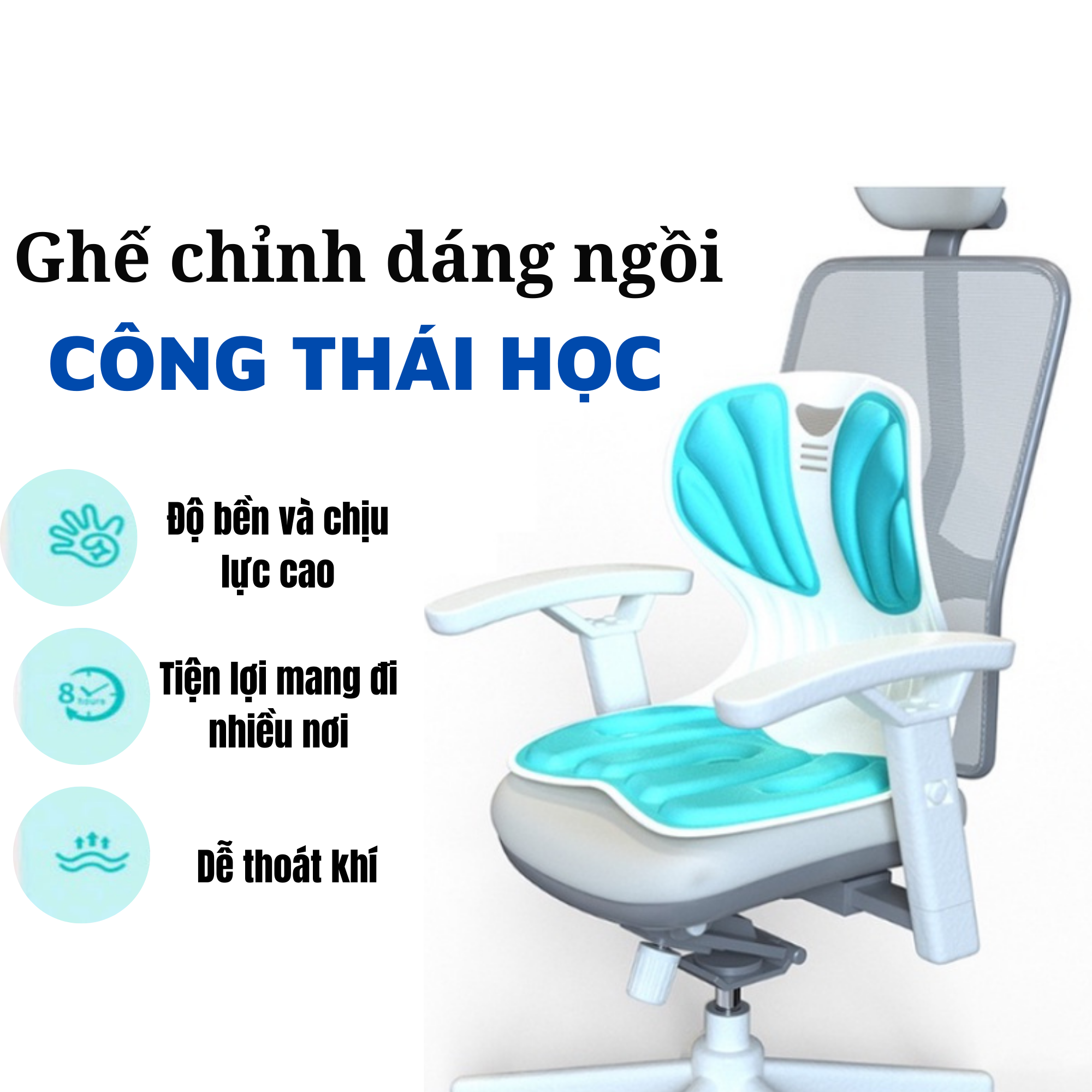 Ghế chỉnh dáng ngồi đúng chống gù lưng, bảo vệ cột sống, phù hợp mọi đối tượng - ghế công thái học chống gù chất liệu thoáng mát