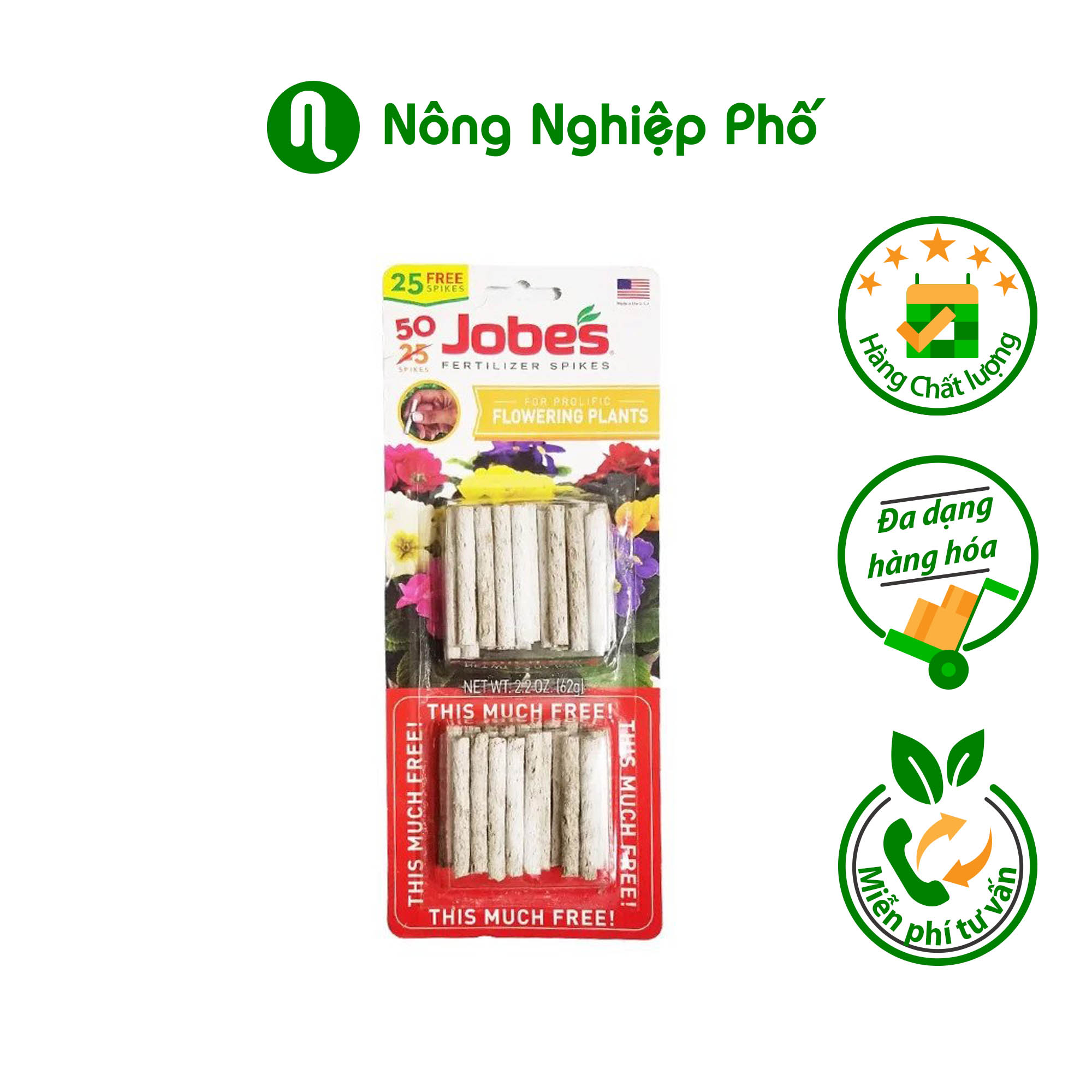 Phân tan chậm dạng que jobes 10-10-4 nhập khẩu từ mỹ - vỉ 50 que - nông nghiệp phố