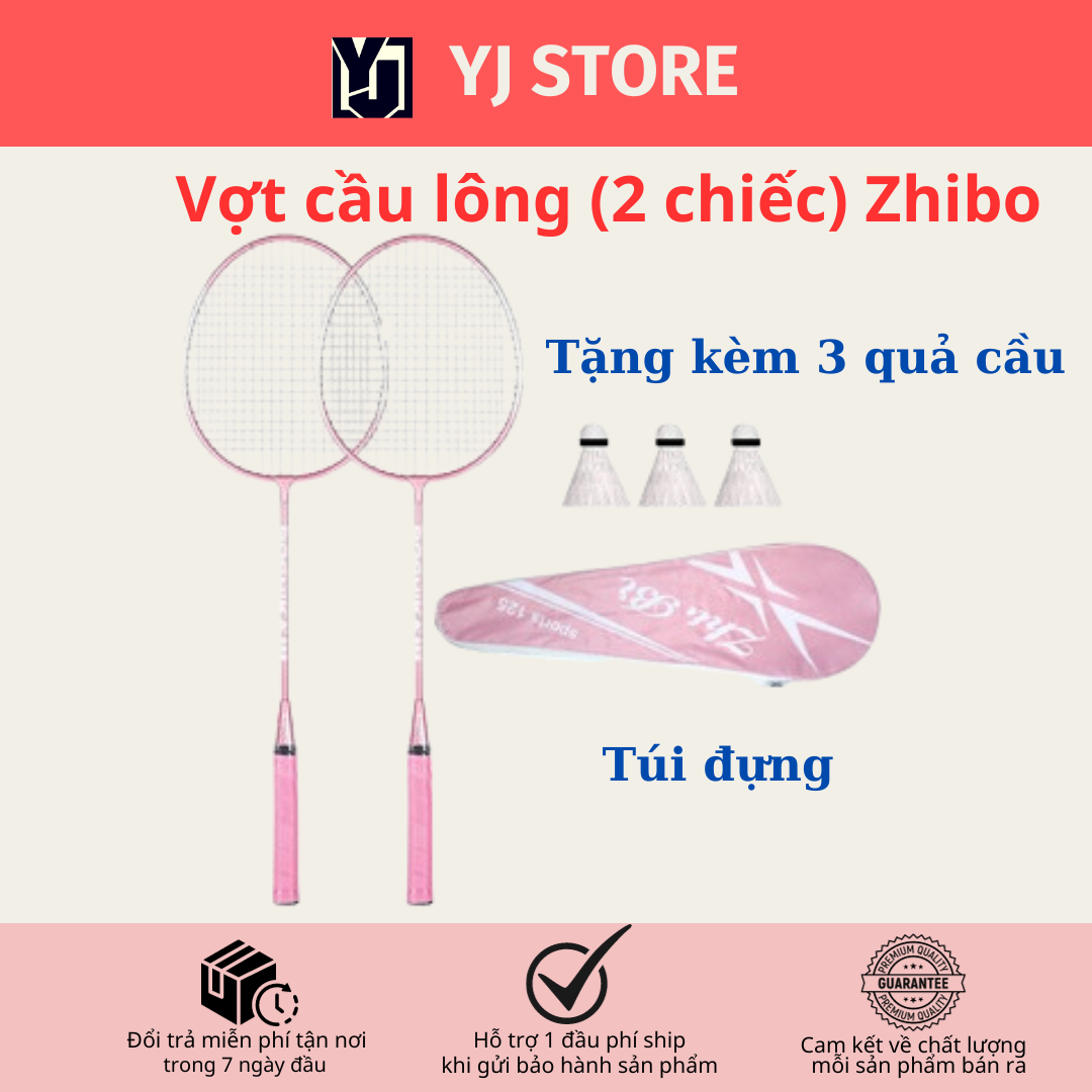 Bộ Vợt Cầu Lông ZhiBo Chất Lượng Cao Cấp Phù Hợp Mọi Lứa Tuổi , Tặng kèm 3 quả cầu , Túi Đựng-YJ