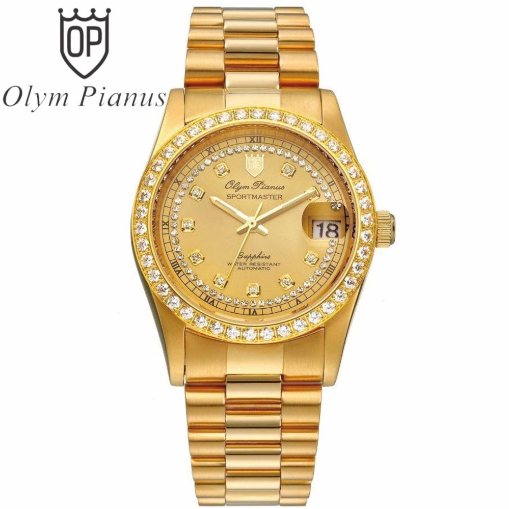 Đồng hồ nam dây kim loại Olym Pianus OP89322 OP89322ADMK vàng hạt trắng