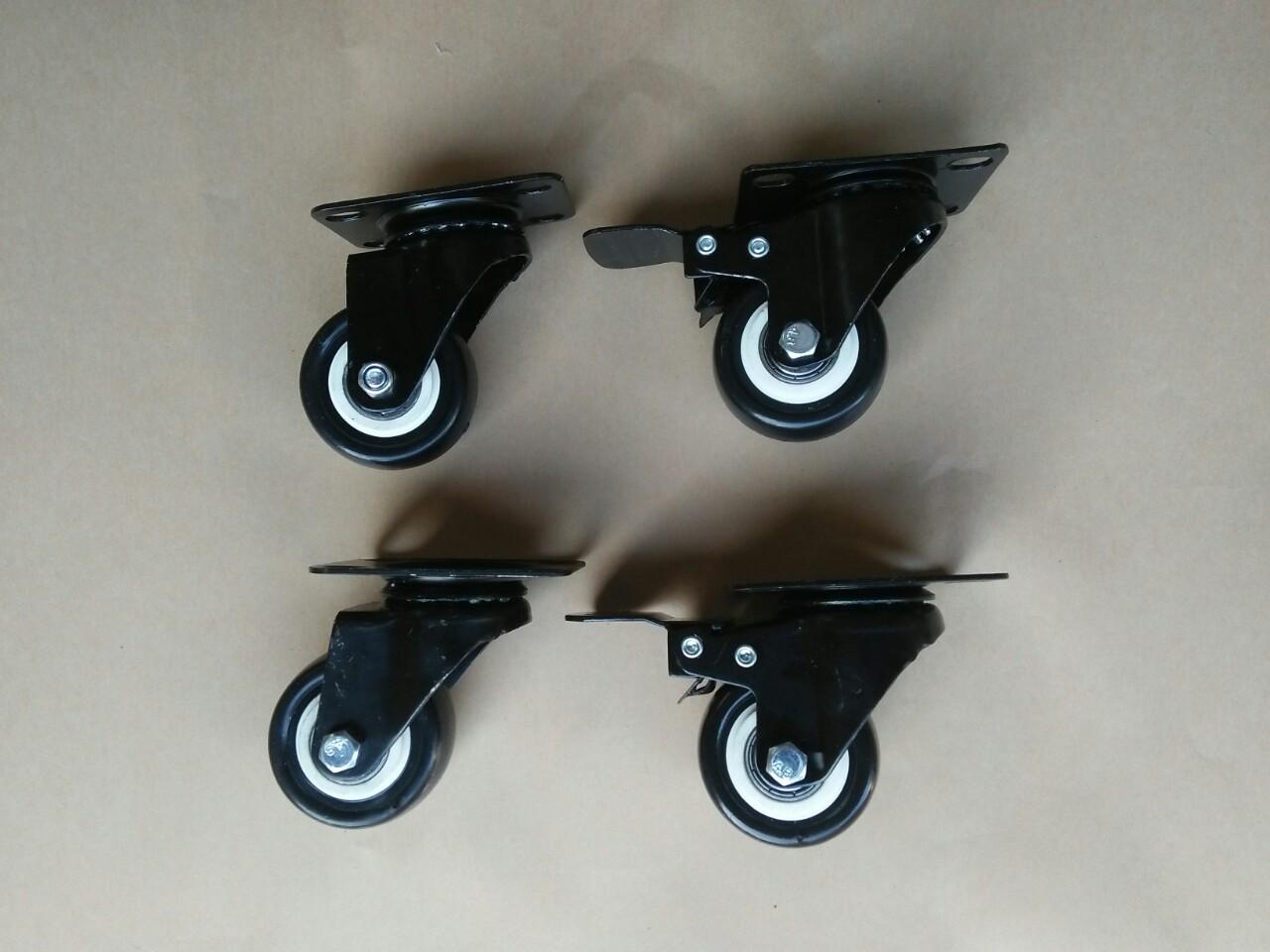 Combo 4 bánh xe đẩy hàng xoay 360 độ, có khóa chống xoay chống trượt loại 5cm nhóm màu viền đen