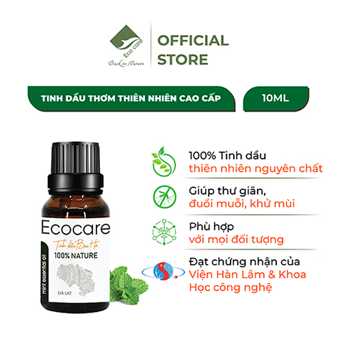 Combo Tinh Dầu Thiên Nhiên Cao Cấp  ECOCARE 10ml, Hương Thơm Hoàn Toàn Nguyên Chất,(Bưởi, Quế, Cam, Sả Chanh, Bạc Hà, Nhài)