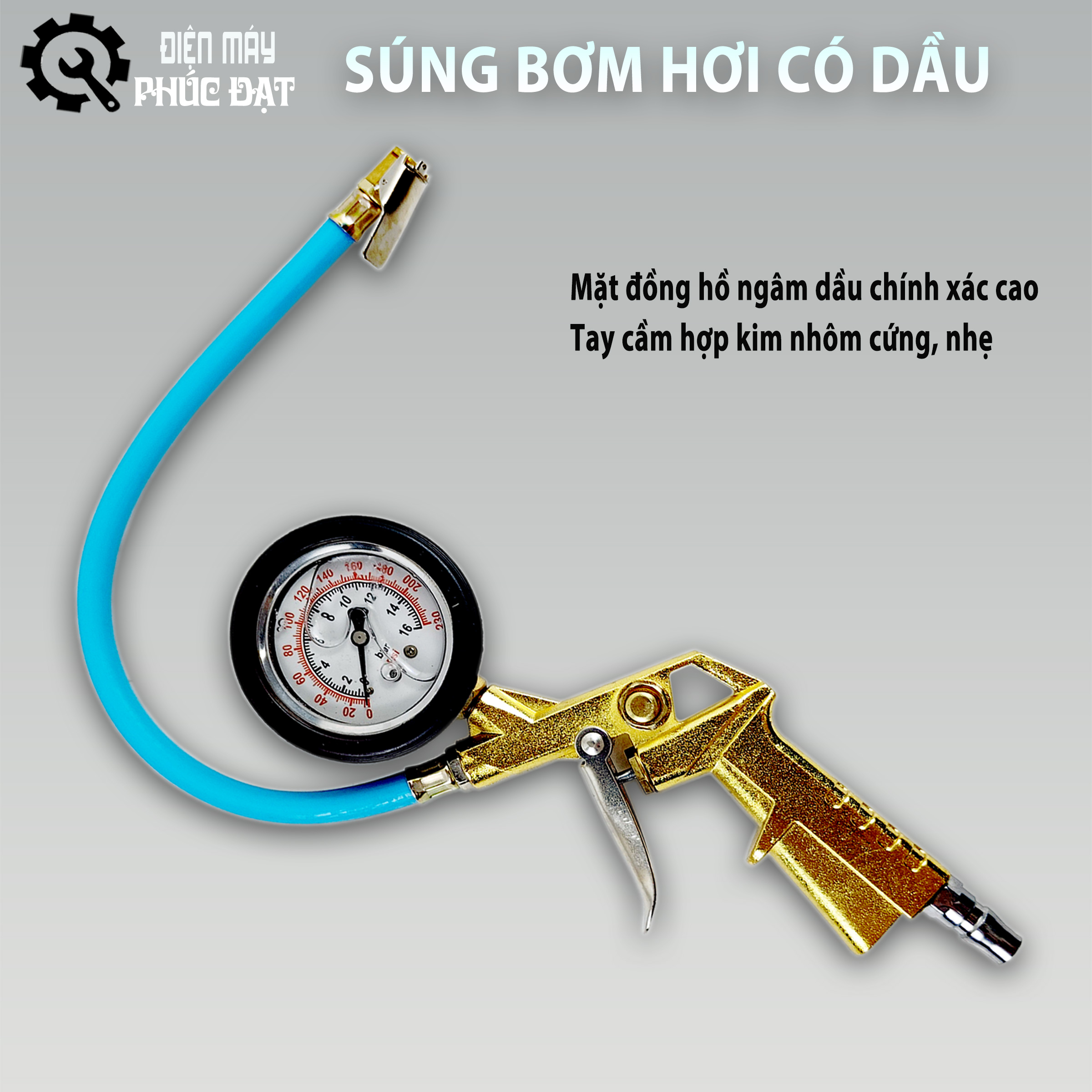 Súng bơm hơi, súng bơm hơi đồng hồ , súng bơm lốp xe máy, xe ô tô - Đồng hồ bơm hơi cao cấp
