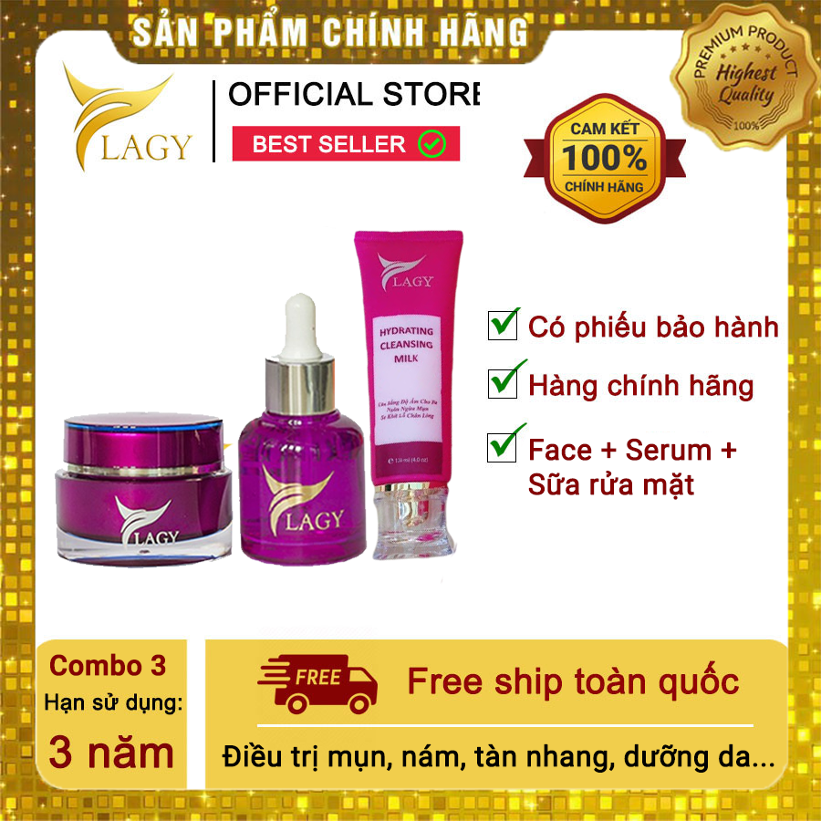 [ HÀNG CHÍNH HÃNG ] Combo 3 mỹ phẩm YLAGY Kem face + Serum + Sữa rửa mặt YLAGY khỏi nám tàn nhang mụn thâm sẹo dưỡng da...