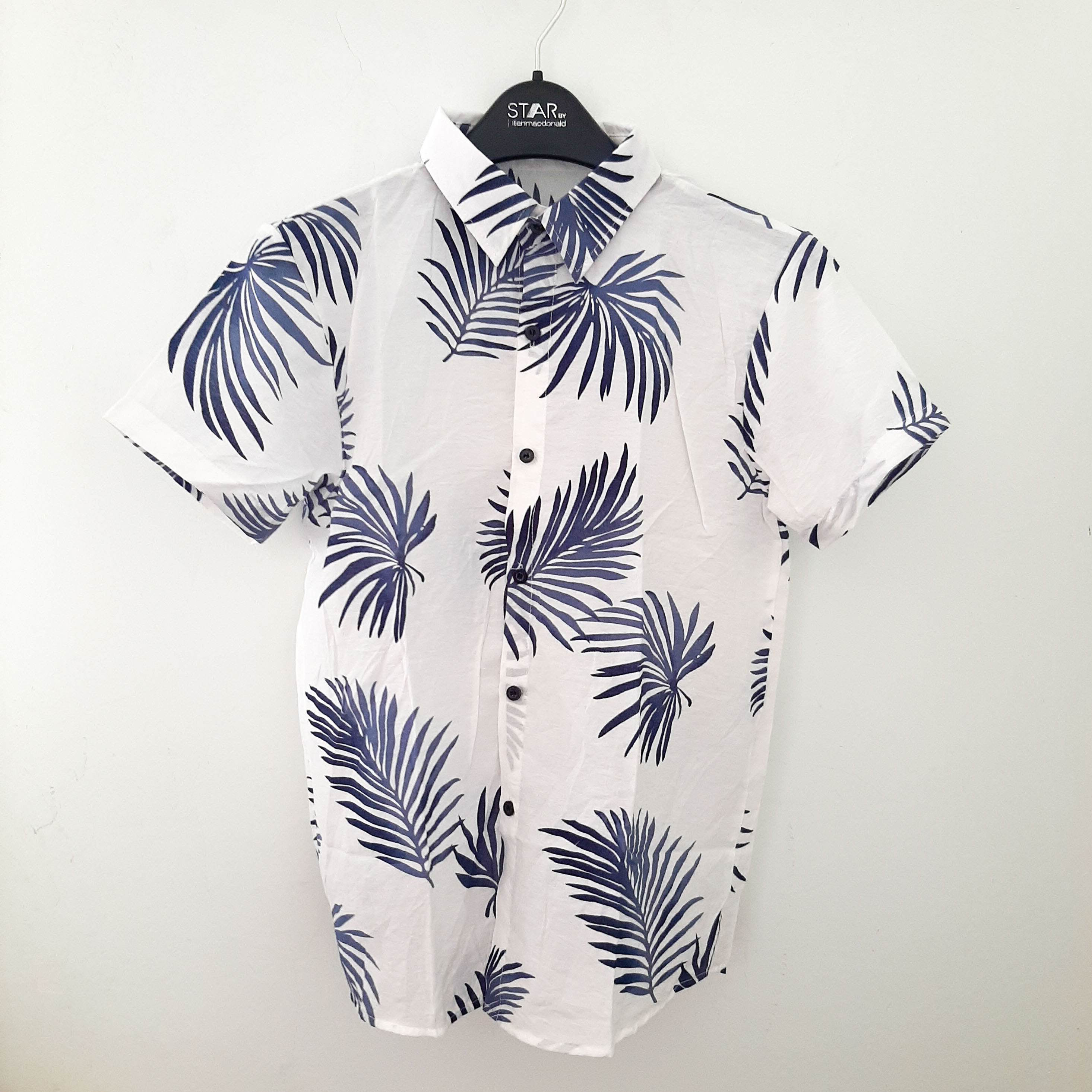 Áo sơ mi đi biển áo họa tiết hoa lá cây vải đũi - ADB20