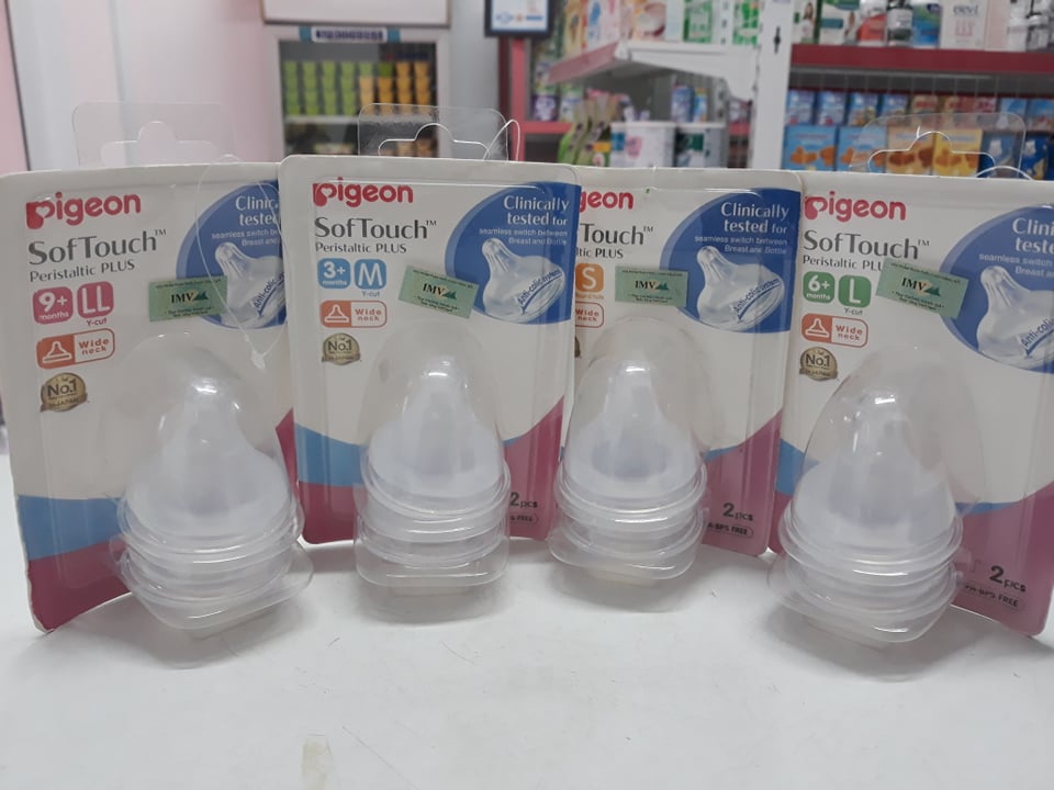 Núm ti đủ các size chuẩn hàng Pigeon của nhật cho bé, vỉ 2 cái