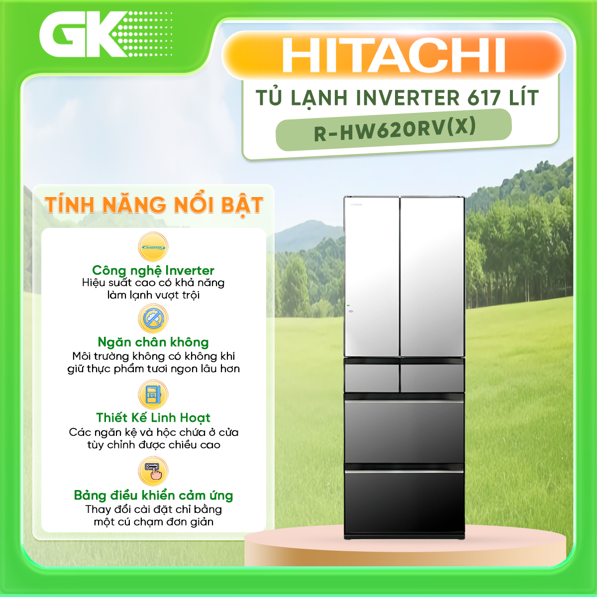 Tủ lạnh Hitachi Inverter 617 lít R-HW620RV(X) -  [Trả Góp] - Hệ thống làm lạnh: Làm lạnh tái tạo băn