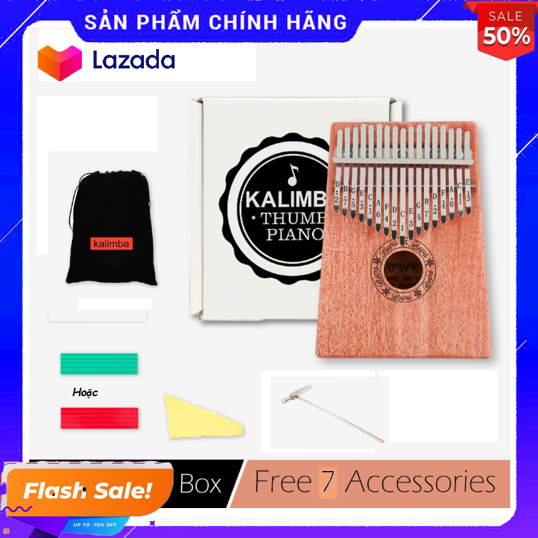 Đàn kalimba 17 phím tặng stick màu và búa chỉnh âm GECKO076