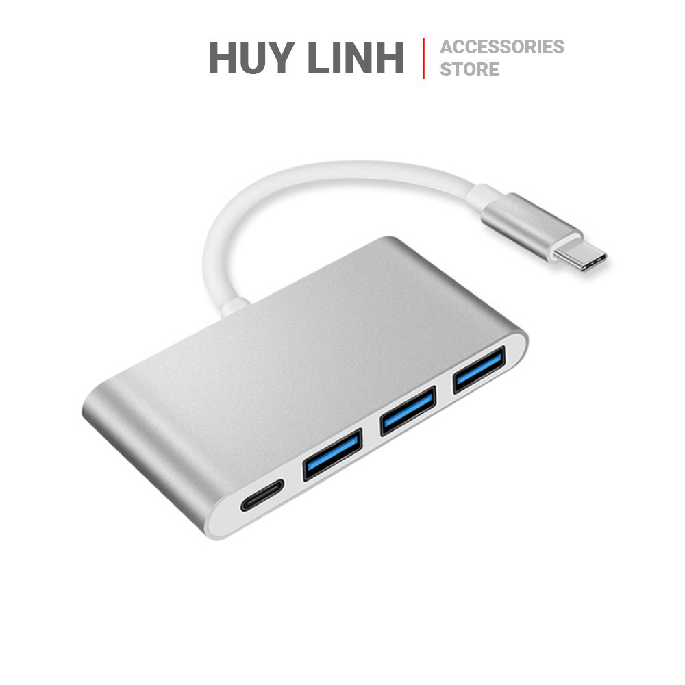 Hub chuyển type-c 4 in 1 usb 3.1 ra 3 cổng usb 3.0 kèm một cổng pd 87w - hl561 nhôm nguyên khối