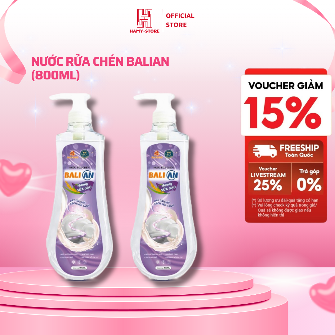 Balian Dishwashing Liquid with Rice Milk Fragrance 800ml, Cleans Grease, Removes Fishy Smell and Gentle on Hand Skin
