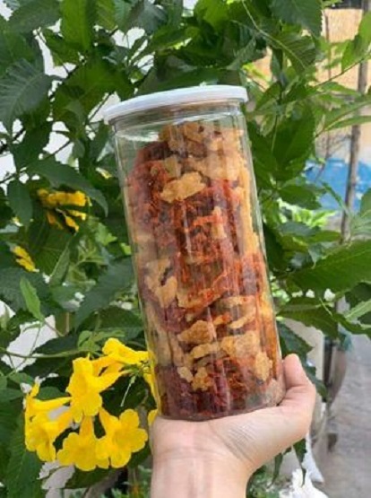 Cơm cháy mix khô bò lon pet 300g