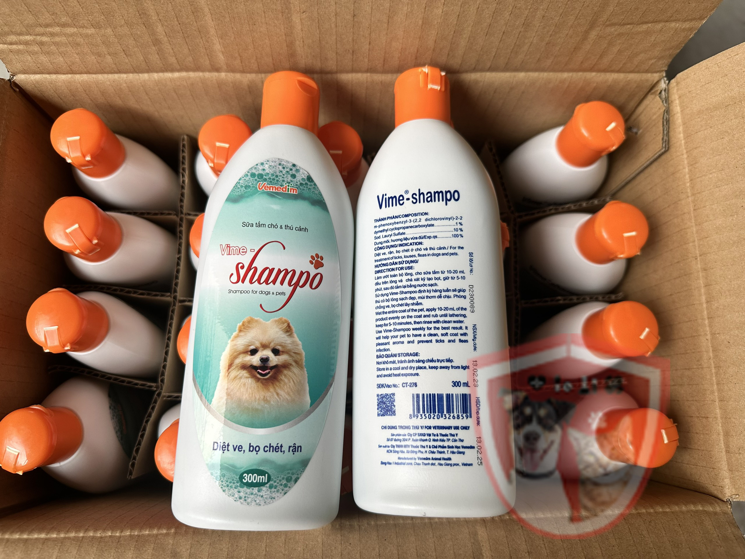 Sữa tắm giá rẻ chuyên phòng diệt vẹ rận bọ chét cho chó mèo vime shampoo 300ml
