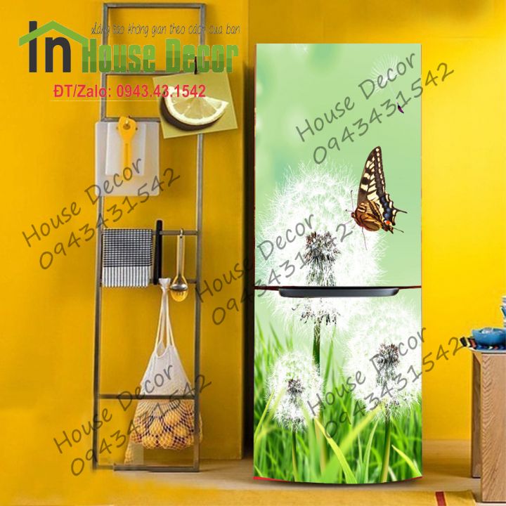 Miếng DECAl Bóc Dán Tủ Lạnh - Phù Hợp Mọi Loại Tủ (Mẫu bồ công anh 3)