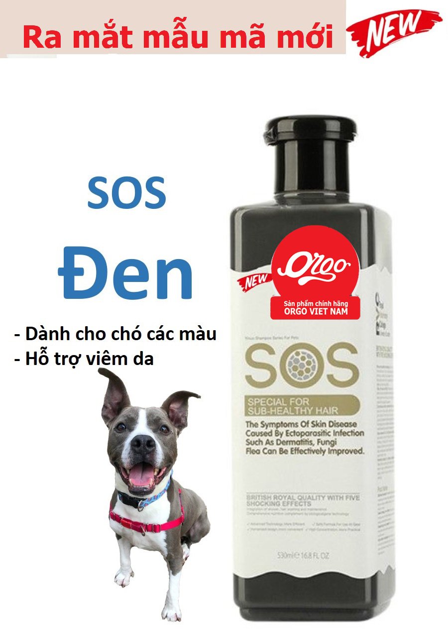 Hanpet -  Sữa tắm SOS đen phục hồi da và lông hư tổn - sữa tắm SOS đen 530ml