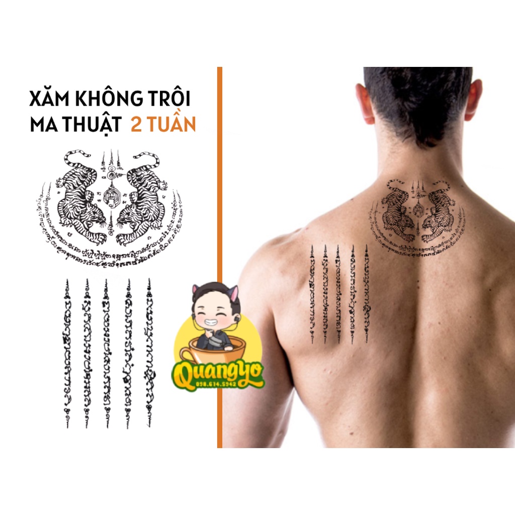 Hình xăm không trôi 5 dòng Thái Lan, xăm Sak Yant, Hah Taew, Xăm giống Quangyo Tattoo