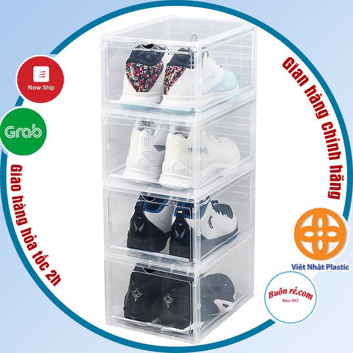 Hộp đựng giày size lớn nhựa cứng có nắp cửa trong suốt Việt Nhật hàng cao cấp (MS:3868)