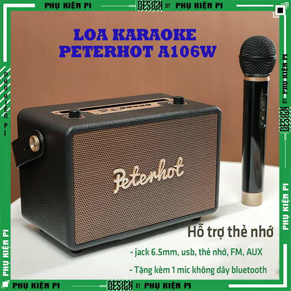 Loa Bluetooth Peterhot A106W bản mới nhất 2023 với âm thanh siêu đỉnh,loa karaoke không dây kèm micro hát siêu hay có BH