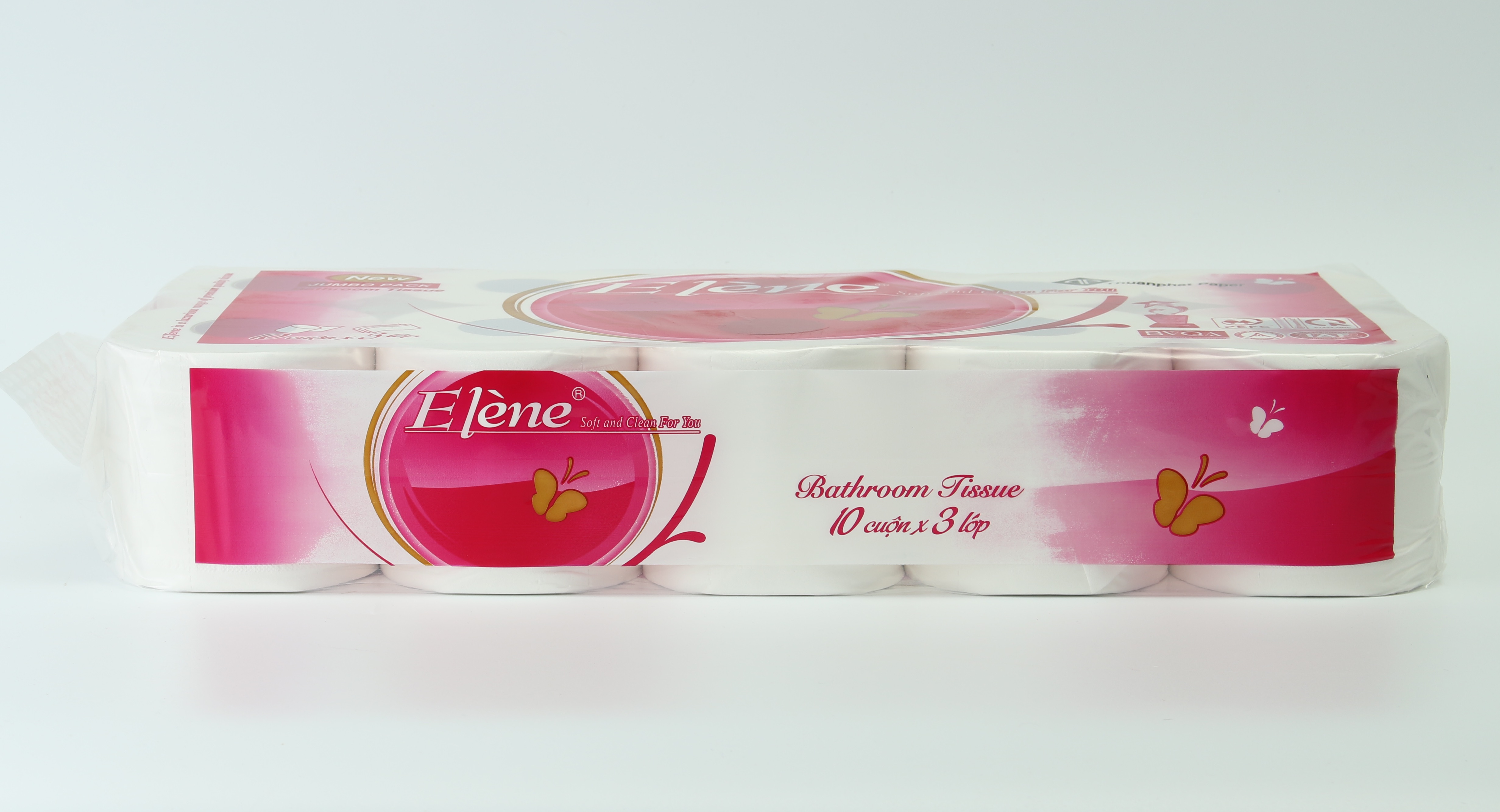Bịch 10 cuộn Giấy vệ sinh Elene hồng cao cấp 3 lớp