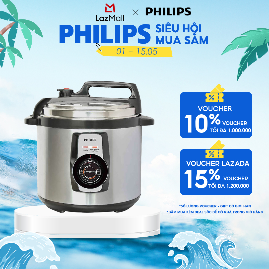 Nồi Áp Suất Điện Philips HD2103/66 (5L)-14 Công Thức Nấu Ăn-Lồng Nồi Bền, Chống Dính-Hàng Phân Phối Chính Hãng
