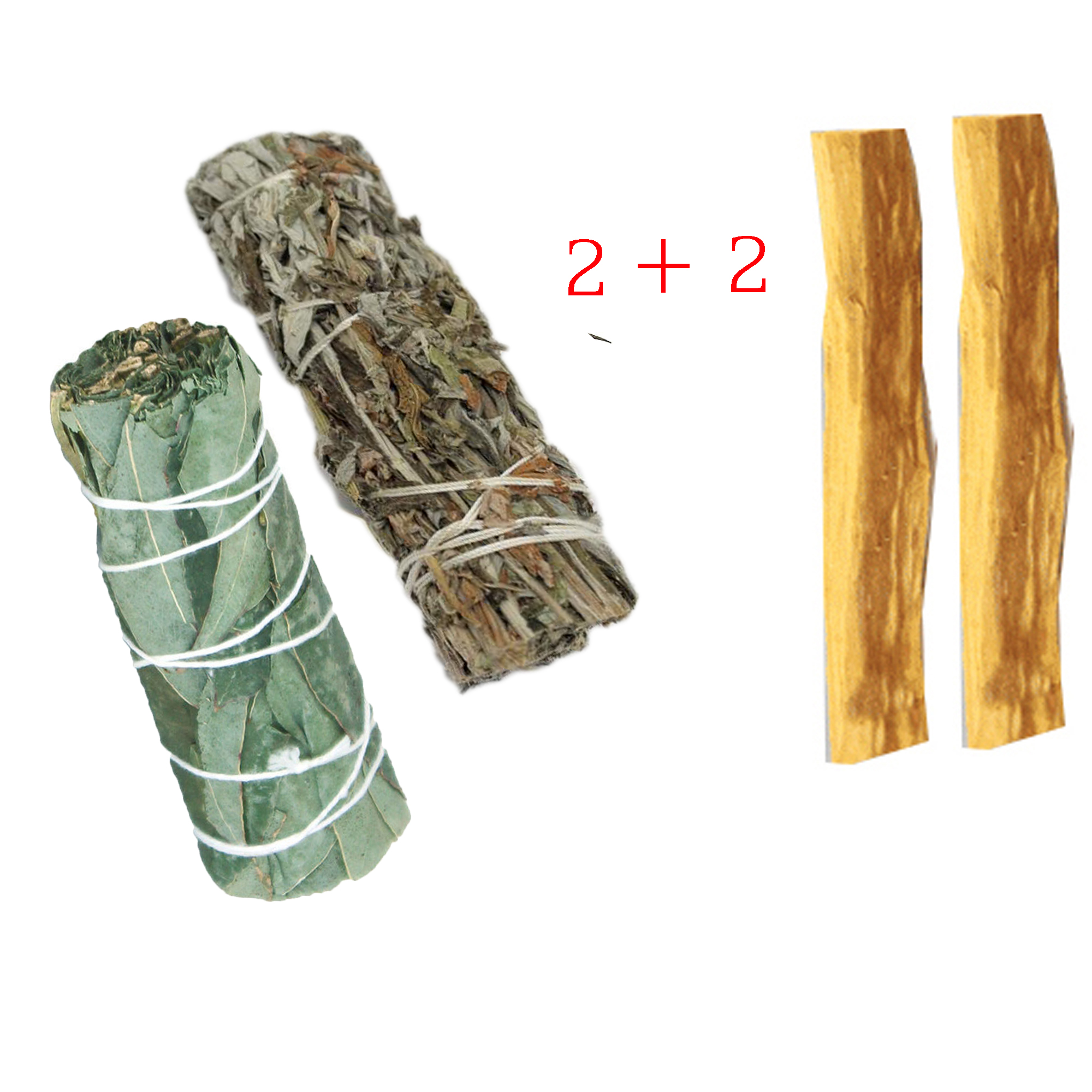 Combo THANH TẨY & BẢO VỆ gồm 2 thanh palo santo và 2 bó xô bảo vệ Bạch đàn (Eucalyptus smudge stick)