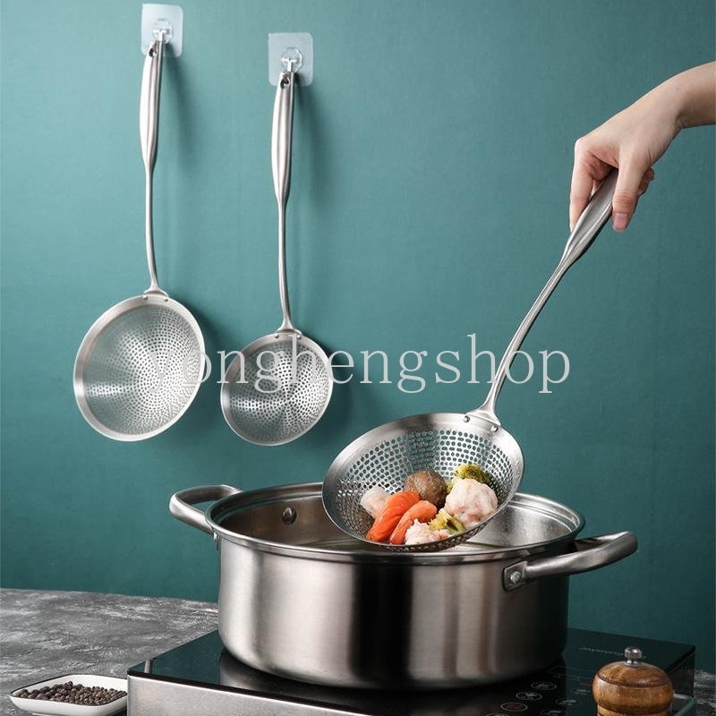 304 Stainless Steel Skimmer Strainer Fried Fish Noodles Spoon French Fries Oil Frying Scoop Dumpling Colander Sieve Kitchen Utensils