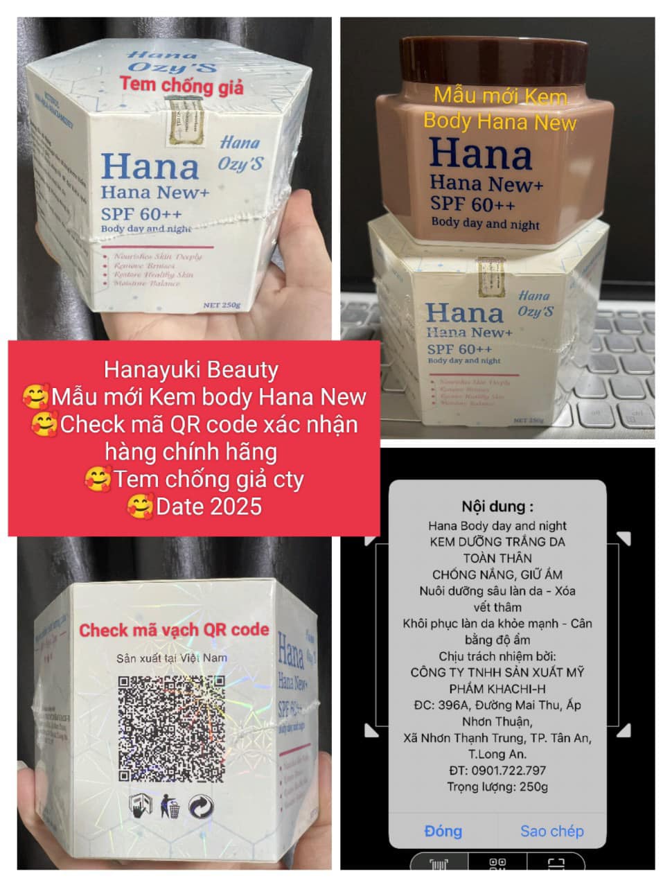 [TẶNG QUÀ + GIẢM VOUCHER 8%] [Chính hãng MẪU MỚI-Date 12/2025] KEM DƯỠNG BODY HANA NEW+ SPF 60++ 250gr SIÊU TRẮNG DƯỠNG