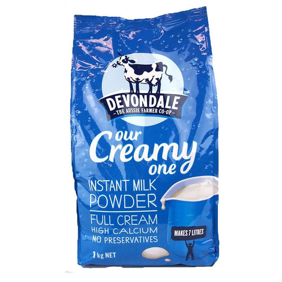Sữa tươi dạng bột nguyên kem Devondale Our Creamy one Instant Milk Powder bịch 1kg của Úc