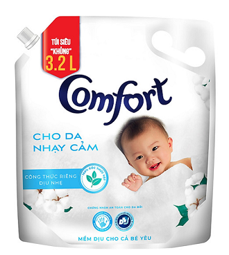 [HCM]Nước xả vải Comfort Cho Da Nhạy Cảm Túi 3.2L - Phù hợp với cả em bé