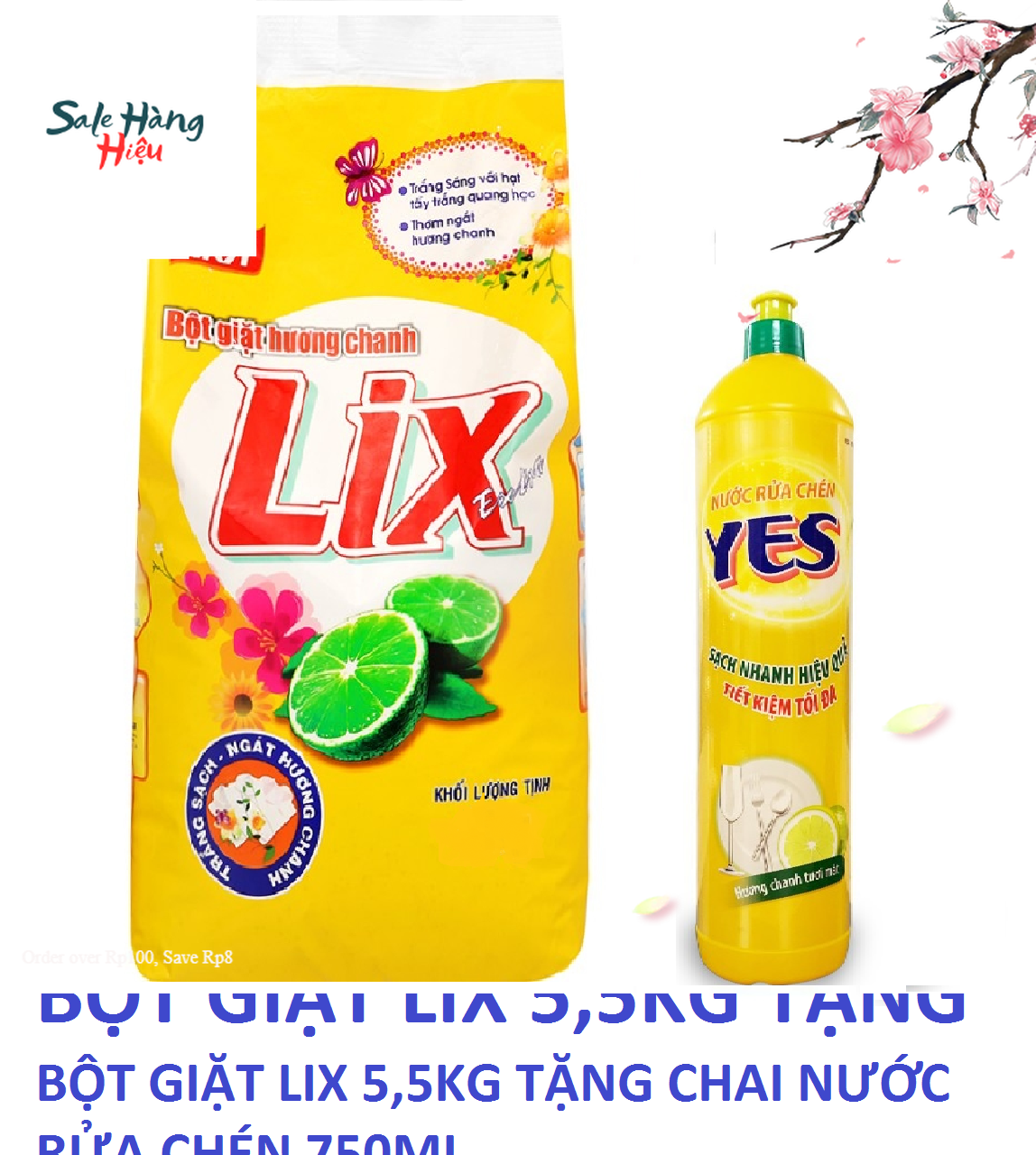 Bột giặt lix hương chanh 5,5kg tặng nrc 750g